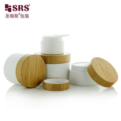 comprare 50g 100g 150g 250g Matte Frosted PP Plastic Jar With Real Bamboo Cap Contenitori di crema personalizzati online manufacture