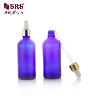 comprare Perfume di grande taglia rotondo a forma di Boston Bottiglia di gocciolante in vetro blu 100 ml online manufacture