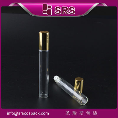 comprare SRS all' ingrosso 100% senza perdite 10 ml rotolo di vetro su bottiglia con tappo d' alluminio dorato lucido online manufacture