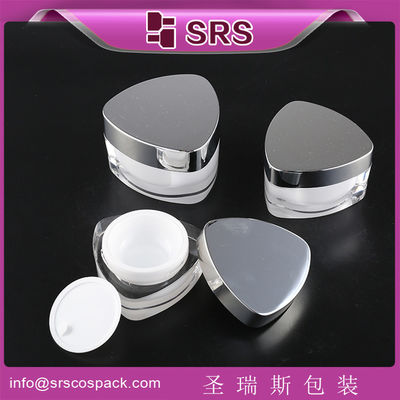 comprare SRS produttore cinese vendita calda forma di triangolo plastica carina cosmetici vaso acrilico online manufacture