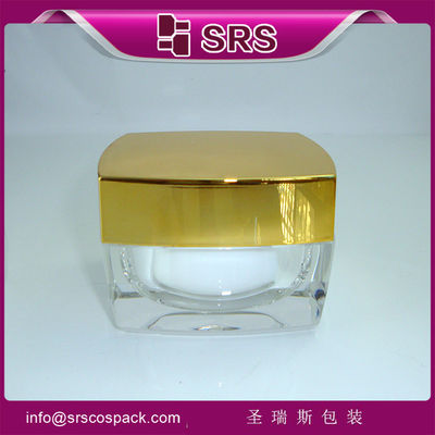 comprare SRS Cina fornitore fanshion gloden vuoto acrilico quadrato contenitore di crema cosmetica all'ingrosso online manufacture