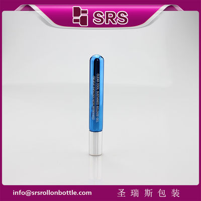 comprare 10 ml di rotolo di vetro blu metallizzato su bottiglia con sfera di metallo e tappo in argento in alluminio per siero per gli occhi,olio essenziale online manufacture