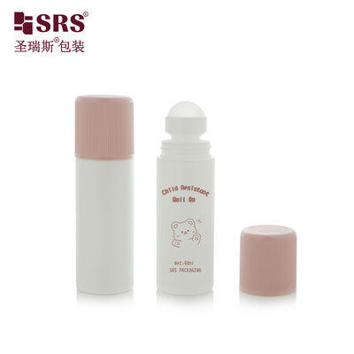 comprare RPPD1-90ML Round White Bottle With Colored Ribbed CRC Cap Double Wall High End Roll On Bottle online manufacture