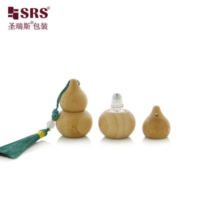 comprare Mini forma di zucca Vero Bambù Vetro Interiore Bottiglia a sfera a rulli per olio profumato lusso personalizzato online manufacture