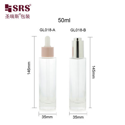 comprare GL018 Bottiglia di vetro a goccia da 50 ml cilindrica a forma rotonda a parete spessa per siero per la cura della pelle online manufacture