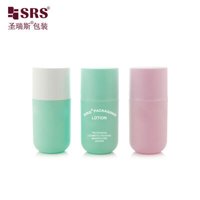 comprare Flacone airless in plastica a fondo tondo SRS-RE da 50 ml per confezionamento di crema viso, lozione e gel online manufacture
