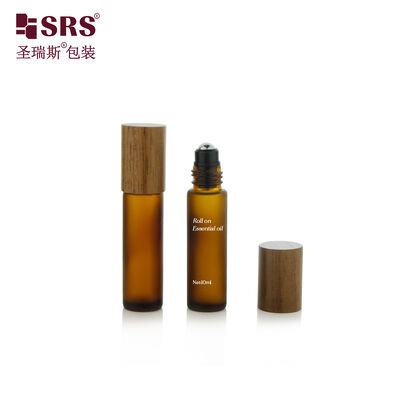 Acquistare Bottiglia di olio essenziale con sfera in acciaio a rulli in vetro ambrato BLPM-10ML con tappo in legno online manufacture