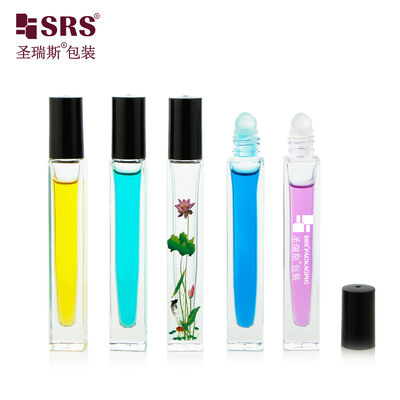 Acquistare Flacone roll-on in vetro rettangolare da 10 ml ricaricabile, fiala in vetro vuota con sfera, confezione cosmetica unica, OEM supportato online manufacture
