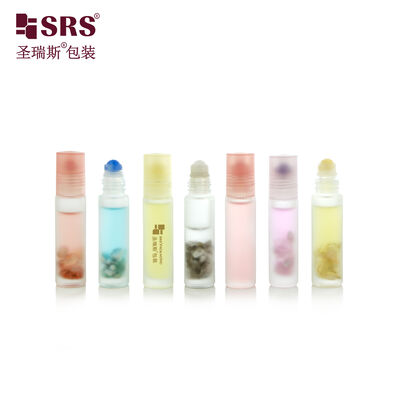 Acquistare Flacone roll-on in vetro stampato da 10 ml, vuoto, per oli essenziali, con schegge di pietre preziose, cosmetico, logo personalizzato OEM online manufacture