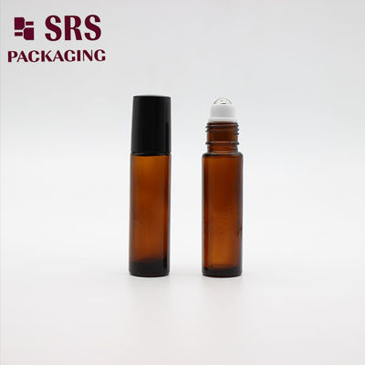 comprare Bottiglia di massaggio di olio essenziale vuota da 10 ml di vetro trasparente a rulli marrone ambra online manufacture