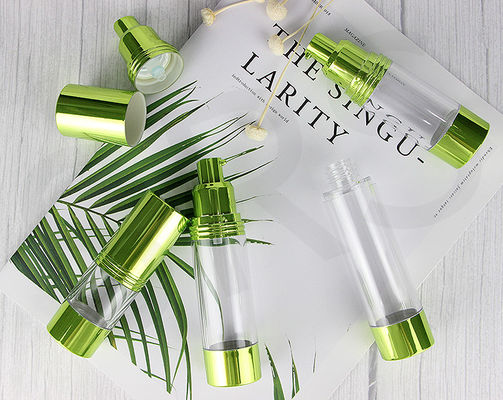 comprare 15 ml 30 ml 40 ml 50 ml 80 ml 100 ml 120 ml bottiglia di plastica SAN metallizzata verde senza aria online manufacture