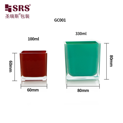 Ingrosso Elegante Vuoto Personalizzazione Colorato Quadrato Vetro Vaso Candela