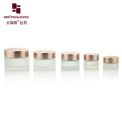 3g 5g 10g 15g 20g 25g Barattoli rotondi trasparenti ghiacciati con tappo in oro rosa per crema facciale Barattoli di vetro 10ml
