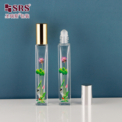 10 ml di rotolo a forma quadrata su bottiglie con stampa 3D Fiori Bottiglia a sfera a rulli