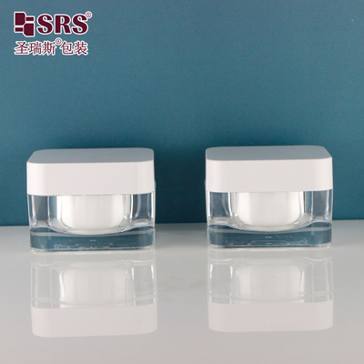 15g 30g 50g Cosmetici in forma quadrata Contenitore personalizzato Eleganti vasetti di crema vuota Vaso acrilico 15ml