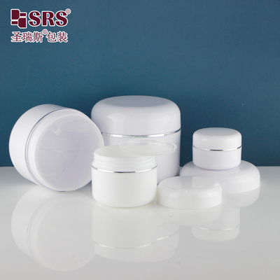 Pronto per la spedizione Bianco a doppia parete Rotondo vuoto Crema cosmetica Bianco barattoli di plastica 50 ml