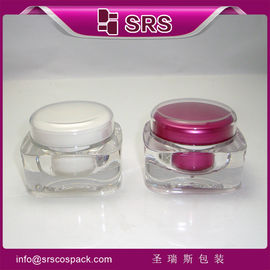 SRS made in China acrilico quadrato cosmetico 50g vasetto di plastica vuoto crema con coperchio rotondo