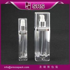 bottiglia per cosmetici per pelle trasparente a forma quadrata L051 15ml 30ml 60ml 120ml