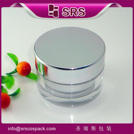 Vaso cosmetico in acrilico con tappo in alluminio,Vaso di plastica per crema J022