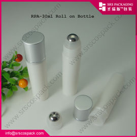 RPA-30ml rotolo su bottiglia con sfera di metallo e tappo in alluminio, bottiglia di plastica per crema per la pelle