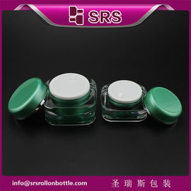 Vaso per la cura della pelle di colore verde, contenitore cosmetico di alta qualità a forma quadrata vuoto