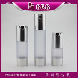 TA021 Bottiglia trasparente opaca da 15 ml a 30 ml a 50 ml con spalla argentina e base senza aria
