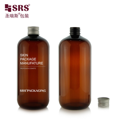 SRS toner rotondo a forma di Boston 500 ml Bottiglia PET in plastica PCR ecologica Amber