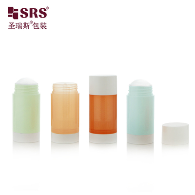 Colore rotondo traslucido rosa blu arancione personalizzato PP PCR riempire dal basso girare verso l'alto bastone di deodorante
