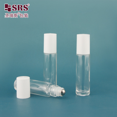 Bottiglie di vetro rotolante a forma rotonda trasparente per lucido per labbra 10 ml Bottiglia a rulli rotolante