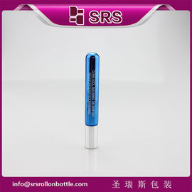 10 ml di rotolo di vetro blu metallizzato su bottiglia con sfera di metallo e tappo in argento in alluminio per siero per gli occhi,olio essenziale