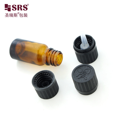Bottiglie di vetro cosmetico vuoto con tappo CRC resistente ai bambini Amber 10 ml bottiglia di olio essenziale