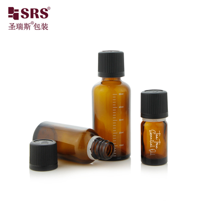 Tipo vite Iniezione Colore Nero Copertura a prova di bambino Bottiglie di vetro Bottiglia di olio essenziale 50ml