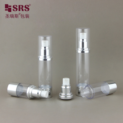 15ml 30ml 40ml 50ml Rotondo Trasparente AS Cosmetico Serum Bottiglia senza aria
