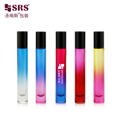10 ml di forma rotonda fondo spessore lussuoso vuoto a misura di colore in vetro a gradiente bottiglia di olio Roll On
