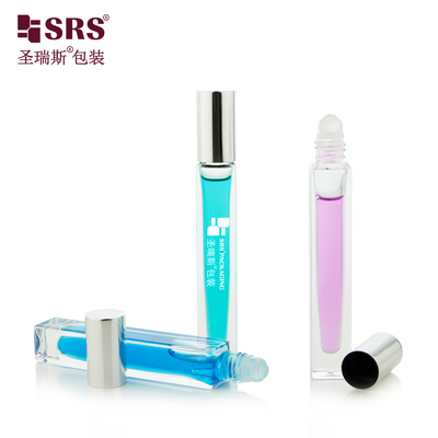 Perfume quadrato colorato e chiaro senza perdite Bottiglia a rulli in vetro con fondo spessore 10 ml