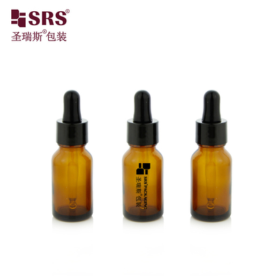 15 ml 0,5 oz Colore ambra vuoto Formica a parete rotonda spessa Bottiglia in vetro per olio essenziale