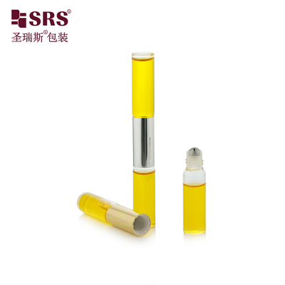 SGB2-5ml+5ml Bottiglia di vetro trasparente trasparente a doppia estremità con sfera di acciaio per profumi di oli essenziali
