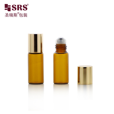 BLP-3ML senza perdite Bottiglia a sfera di acciaio a rulli di vetro ambra per olio essenziale perfume per imballaggi cosmetici personalizzazione