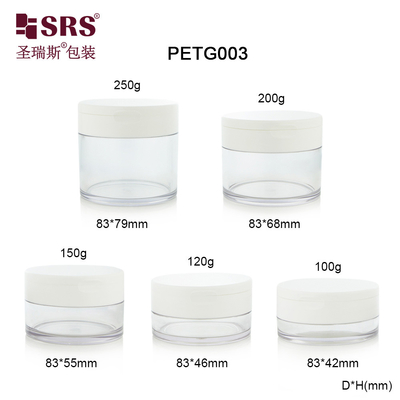 PETG003 100g 120g 150g 200g 250g Contenitore PETG trasparente in barattolo di plastica per creme per il viso