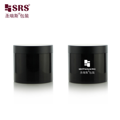 SRSQ 400g Iniezione Nero Gloss PP PCR Materiale riciclato ecologico Crema per il corpo a parete singola Vaso Contenitore Imballaggio cosmetico