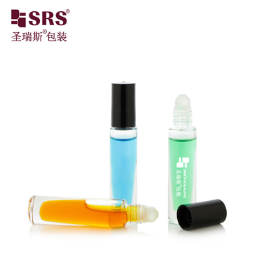 GB1-5ml Parete spessa Trasparente Tasca vuota Grandezza Cute Cappa di plastica Forma cilindrica Applicatore di olio per unghie Rollo di vetro in bottiglia