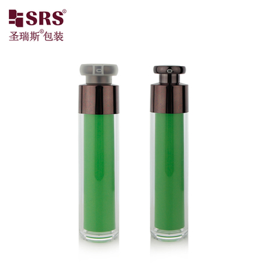 Imballaggio cosmetico a doppia parete AS in plastica senza aria 15ml 30ml 50ml decorazione personalizzata colore vuoto pompa vuoto per la cura della pelle siero di bellezza
