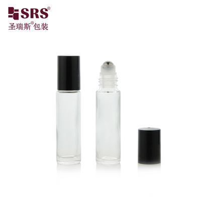 Whosale imballaggio profumo 10 ml rotolo di sfere di vetro trasparente su bottiglia Test sotto vuoto 100% senza perdite applicatore di testa in acciaio massaggio per oli essenziali per la cura della pelle