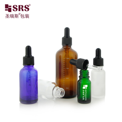 D002 5ml 10ml 15ml 20ml 30ml 50ml 100ml 18/415 Bottiglia di vetro con spalla a costole Applicatore di gocciolante per olio essenziale