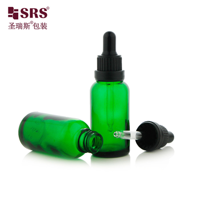 D005 Olio di massaggio corporeo vuoto Bottiglia di vetro verde ambra blu con coperchio del gocciolante colore personalizzato