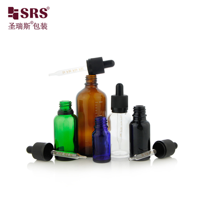 D006 15 ml 30 ml 50 ml Bottiglia verde trasparente trasparente di vetro per gocciolante per siero facciale Copertura anti- manomissione