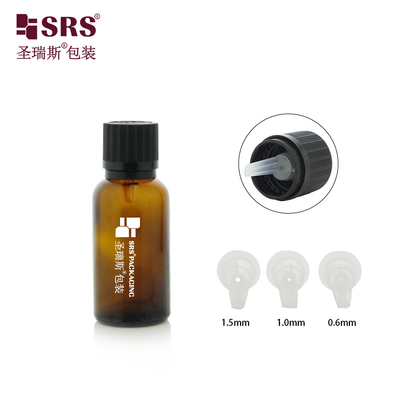 G009 Cute Design TE CRC Black Screw Cap Amber Green Transparent Glass Bottle With Plastic Insert For Essential Oil (Bottiglia di vetro trasparente verde con inserto di plastica per olio essenziale)