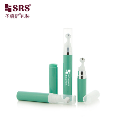 A0035 7.5ml 10ml 15ml Viaggio Taschino Plastica PP PCR Rotondo Pompa senza aria Bottiglia Snap-on Design Roll On Serum Bottiglia