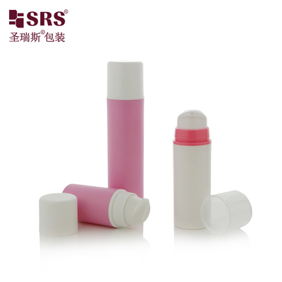 A0211 15ml 30ml 50ml Forma rotonda Elegante Pompa di plastica senza aria Bottiglia di lozione rosa Pompa Snap On Design
