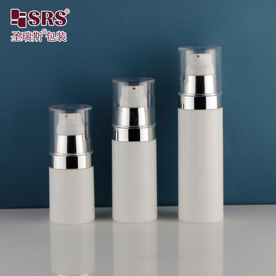 PA212 15ml 30ml 50ml Metallizzato Spalla d'argento Bottiglia di pompa in plastica senza aria per lozione per il corpo
